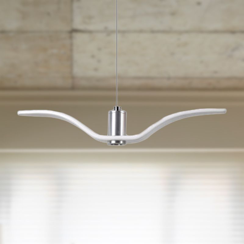 Nautical Style Seagull Shape Hanging Light Acrylic Shade LED Ceiling Pendant Lamp in White