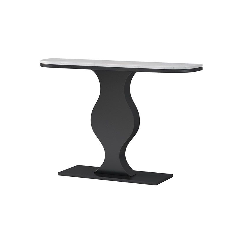 12 Inch Wide Glam Accent Table Half Moon Metal Console Table