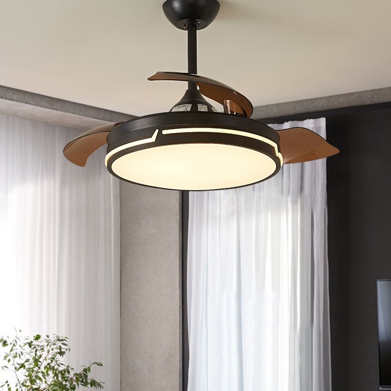 Round Shape Ceiling Fan Lighting Kids Style Metal 1 Light Ceiling Fan Lamp for Living Room