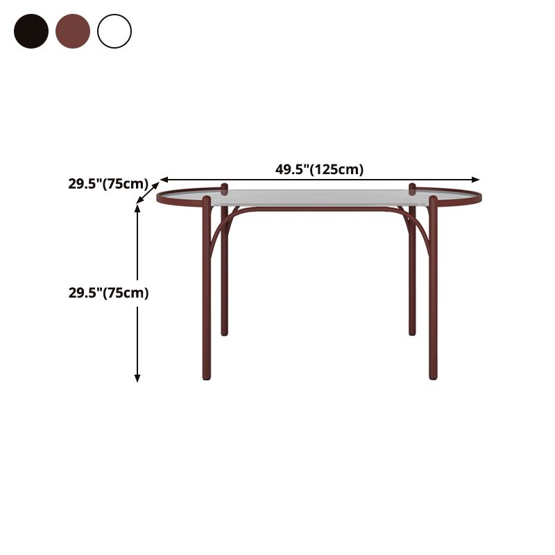 Modern Tempered Glass Dining Table for Restaurant Oval Indoor Table with 4 Legs