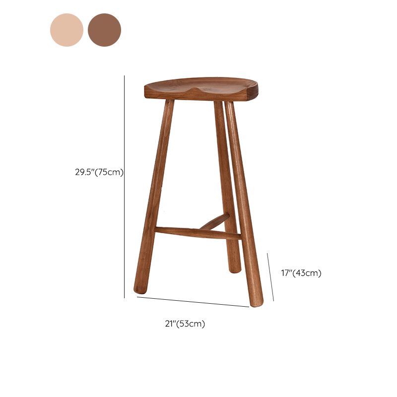 Industrial Backless Solid Wood Counter Stool Wooden Armless High Chair with 3 Legs