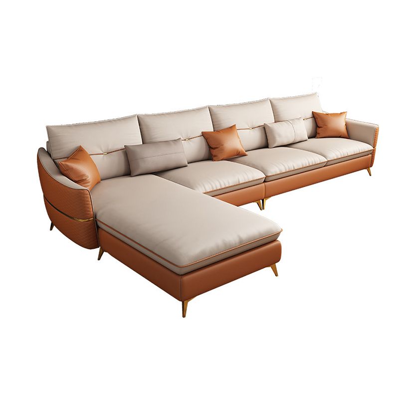 4-seat Luxurious Sectional with Pillows Sloped Arm Sectional