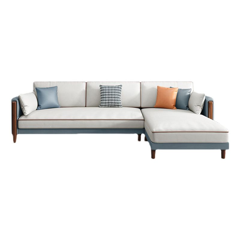 Modern 35.43 " H Solid Color Faux Leather Square Arm Sofa & Chaise