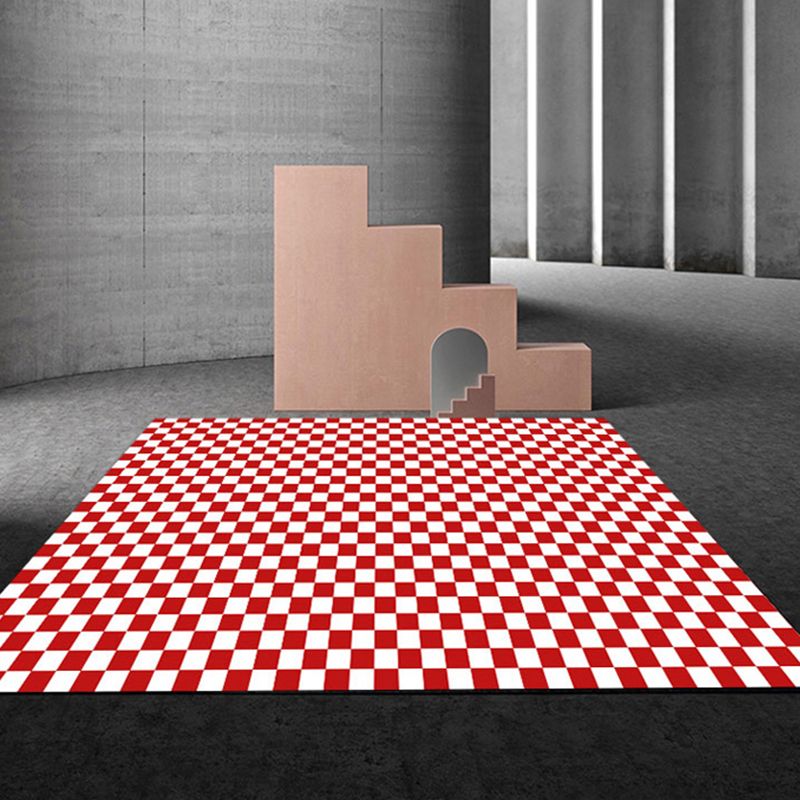 Simple Checkered Pattern Carpet Polyester Indoor Rug Pet Friendly Area Rug for Home Decoration