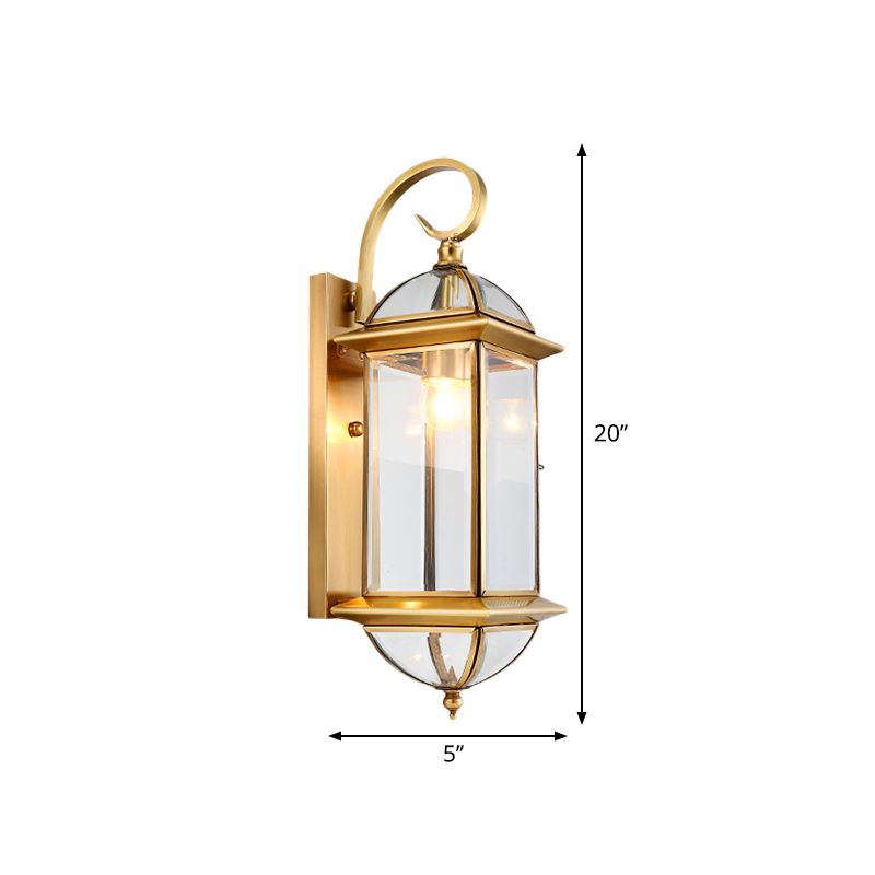 1 Bulb Metal Wall Sconce Traditional Gold Curved Arm Living Room Wall Light Fixture