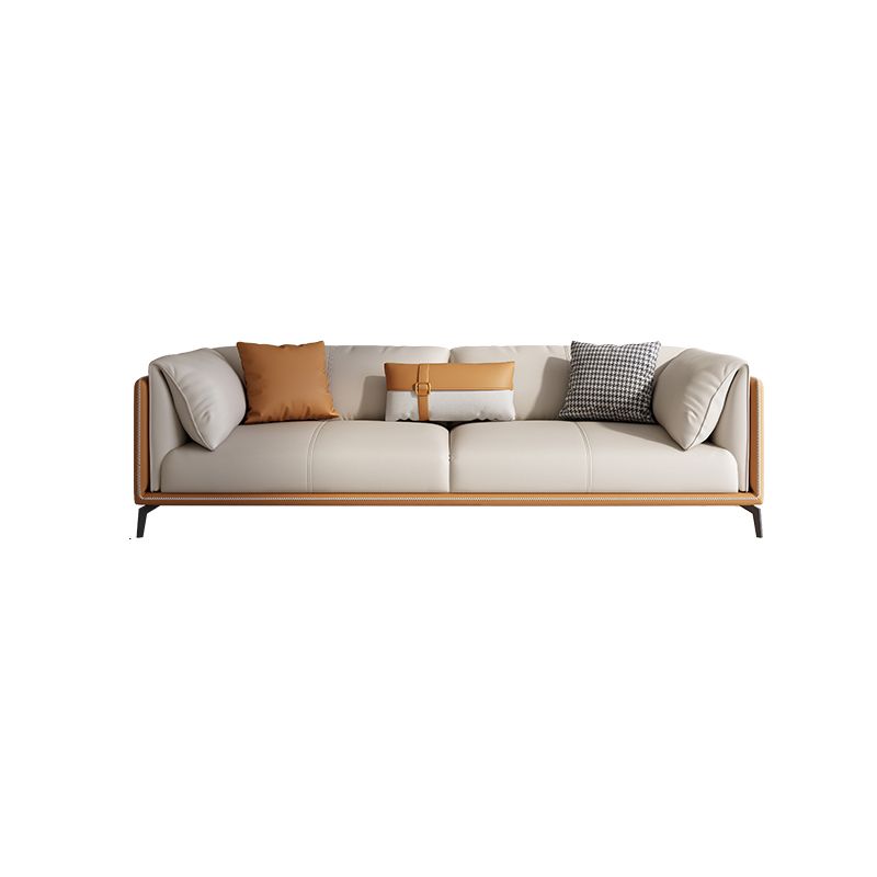 Contemporary Cushions Standard Pillow Top Arm Genuine Leather Sofa