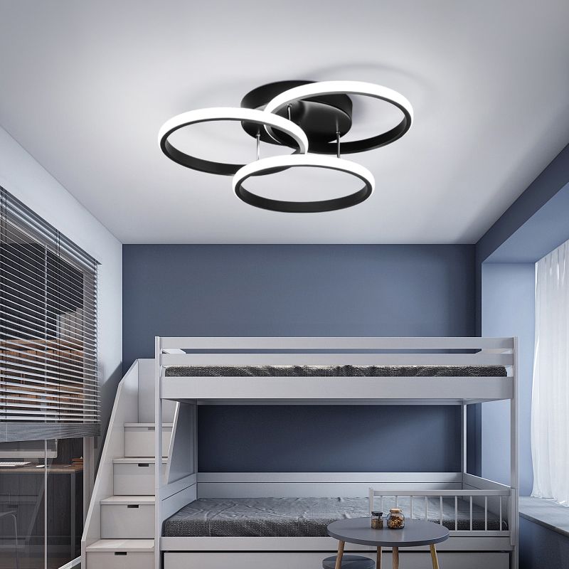 Metal Round Shade Flush Ceiling Light Modern 3-Lights Flush Mount Fixture