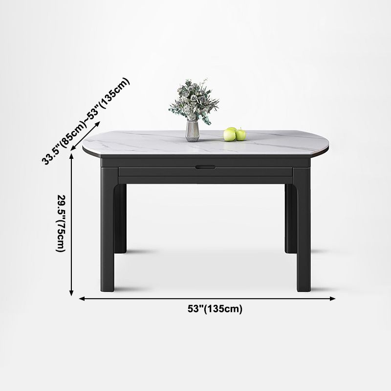 Modern Extendable White Dining Table Sintered Stone Round Shape Dining Table for Kitchen