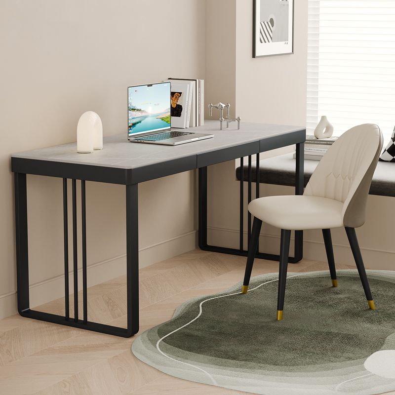 Rectangular Shape Contemporary Office Desk Stone Task Desk with 2 Legs for Home