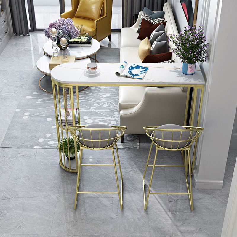 Glam Style 1/2/3 Pieces Sintered Stone Bar Table Set Fixed Table Counter Set for Home Use