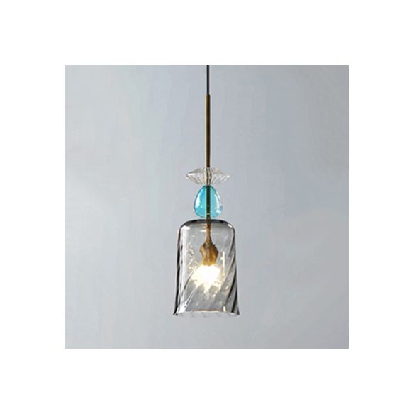 Pink/Blue/Amber Globe/Cylindrical/Dome Suspension Pendant Modernist 1 Light Smooth/Water Glass Hanging Ceiling Light