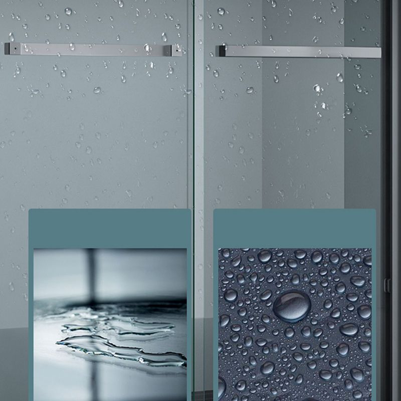 Clear Tempered Shower Door Double Sliding Shower Bath Door with 2 Door Handles