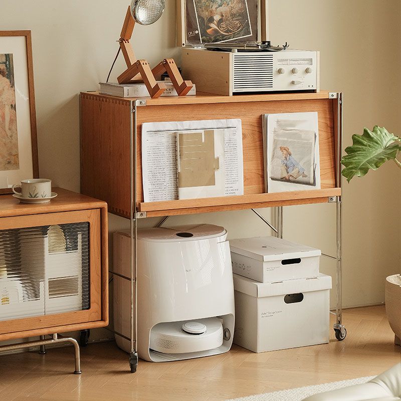Contemporary Solid Wood Bookcase Closed Back Bookshelf with Cabinets