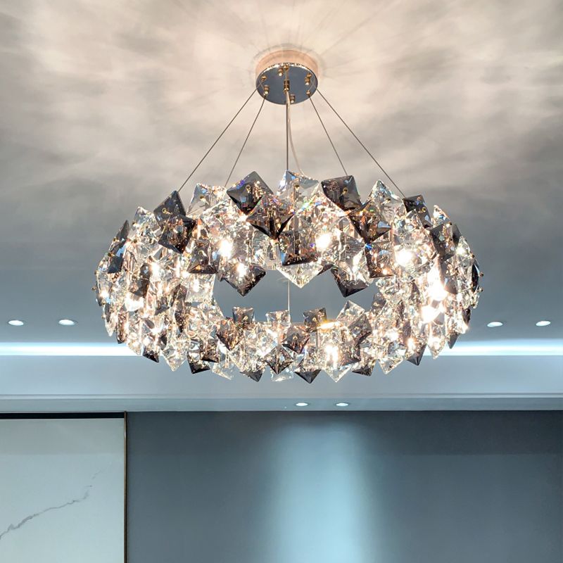 Luce a sospensione con soffitto a forma rotonda Lumo cristallo trasparente per soggiorno