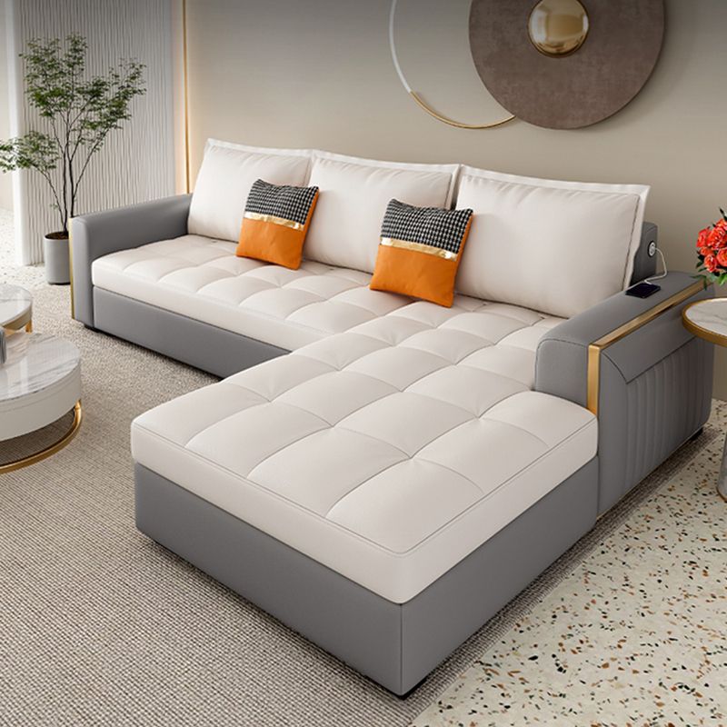 Stain Resistant Sofa Bed USB Charging Convertible Sectional with Storage