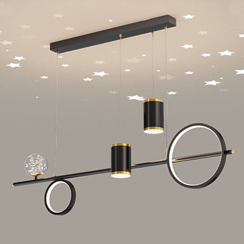 5-Light Modern Kitchen Pendant Lights Linear Metal Island Lighting Ideas