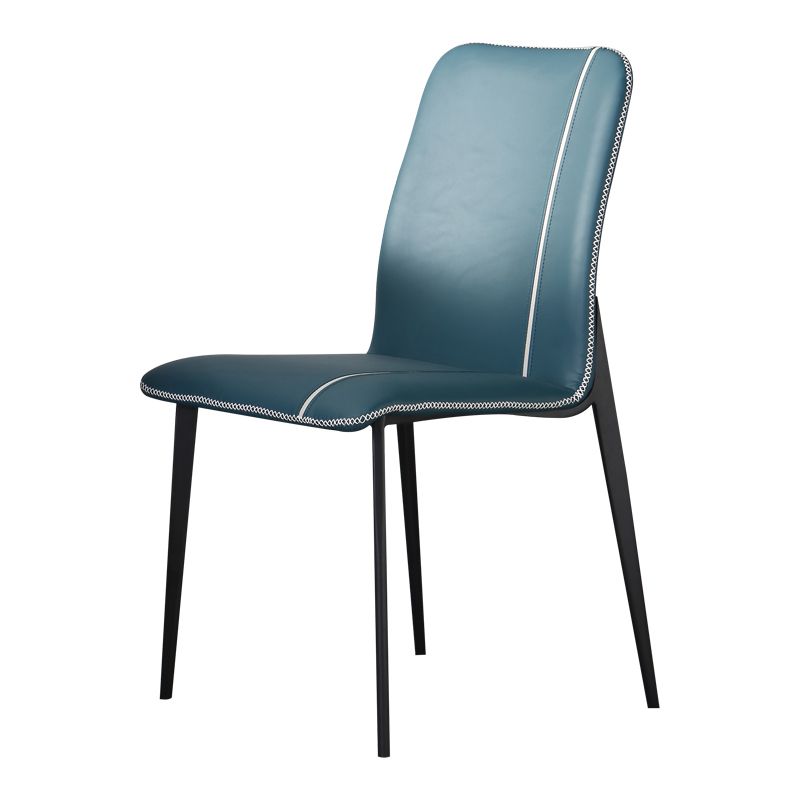 Scandinavian Style Solid Back Armless Dining Chairs Leather Upholstered Dining Chairs (Set of 2)