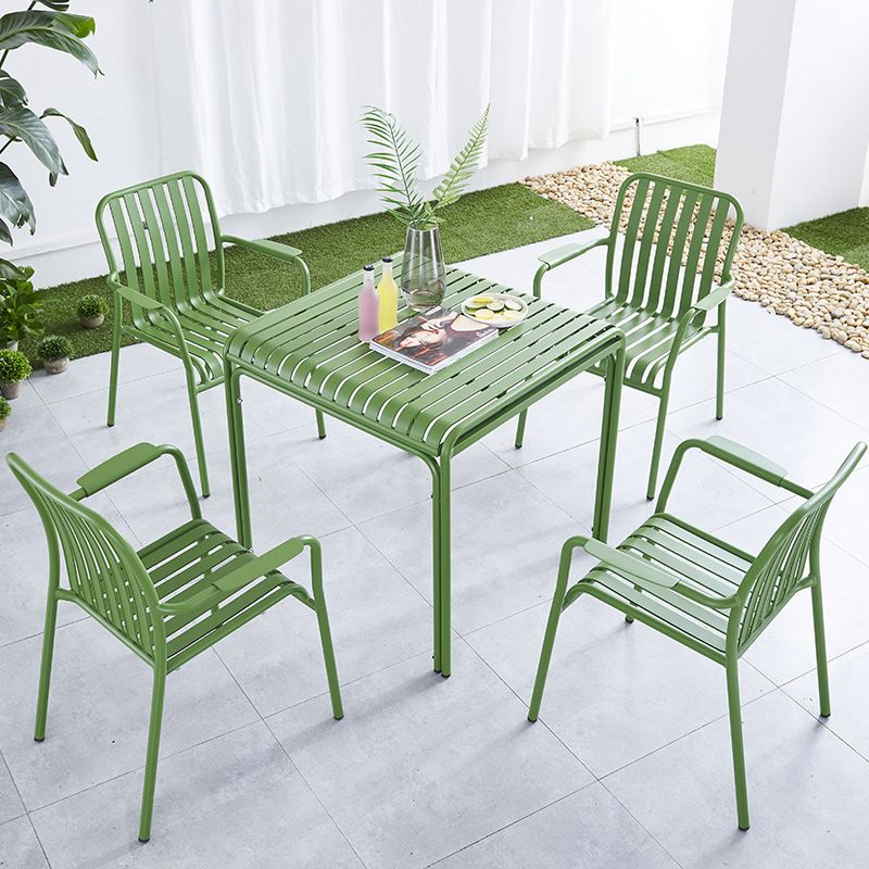 Green Contemporary Bistro Table Set 1/2/3/5 Pcs Metal Bistro Set for Small Places