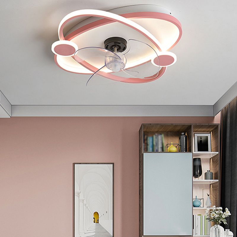 3-Blade LED Fan with Light Children Blue/Pink Ceiling Fan for Home