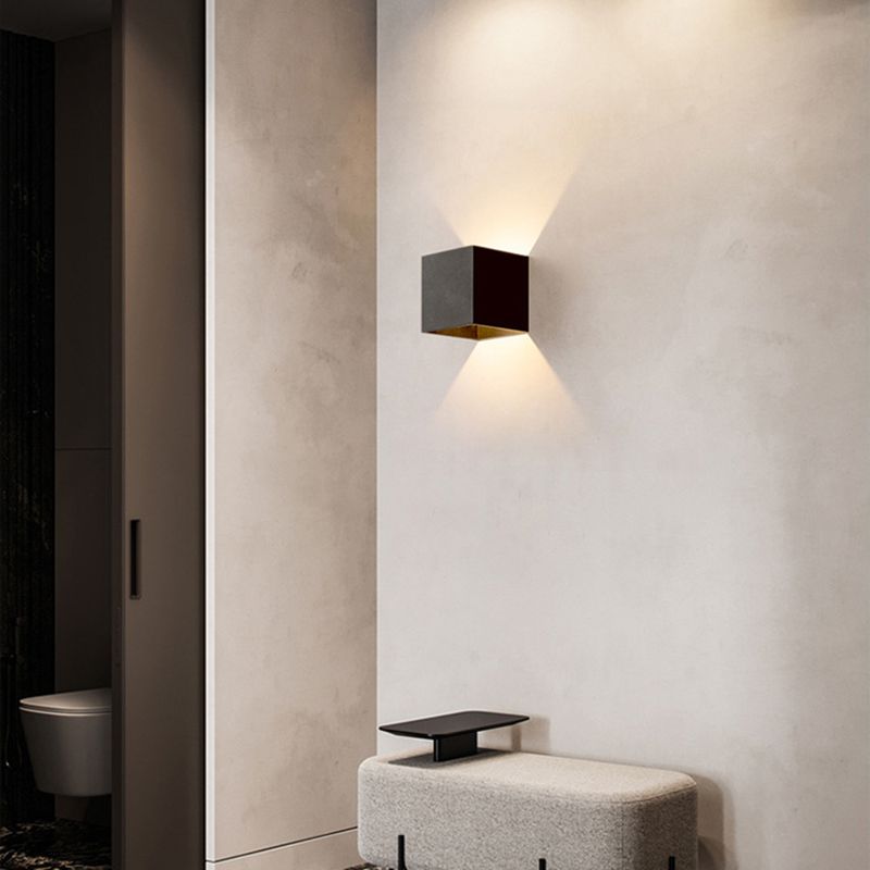 Modern Style Square Shade Wall Sconce Metal 2 Lights Sconces for Bedroom