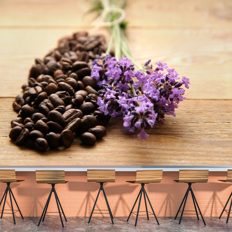 Coffee Beans Mural Wallpaper Stain-Resistant Wall Covering for Coffee Shop