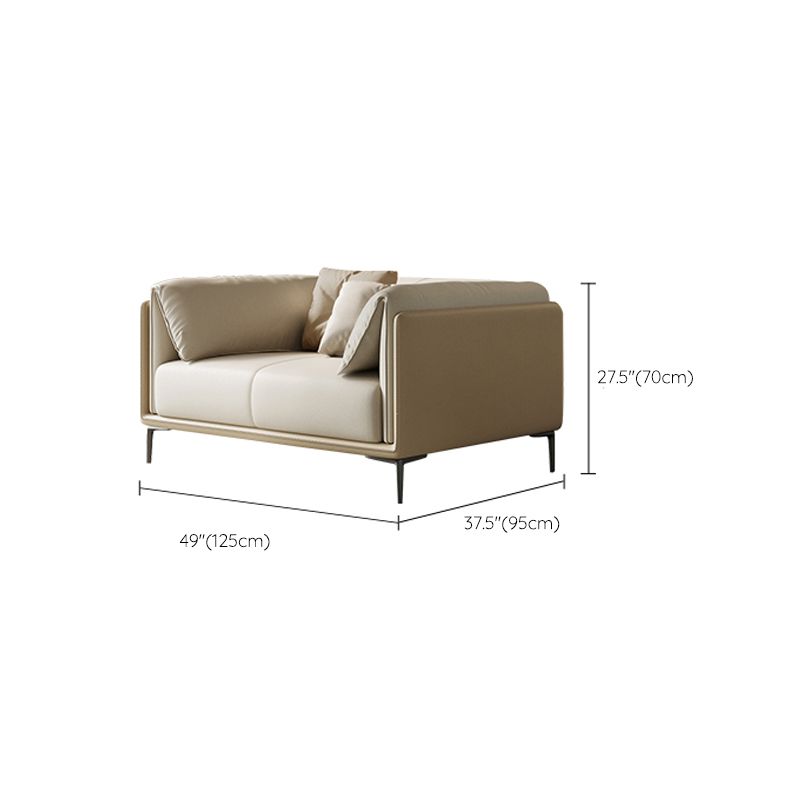 Scandinavian Settee White Living Room Pillow Top Arm Cushions Standard Sofa