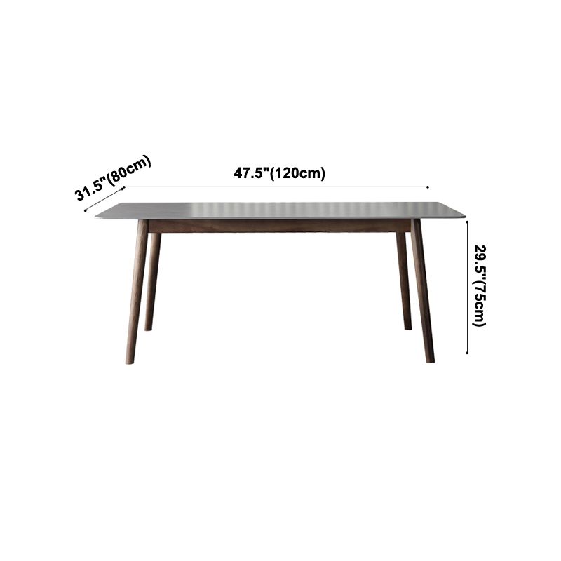 Mesa de piedra sinterizada moderna medieval mesa de comedor gris rectangular con madera 4 patas