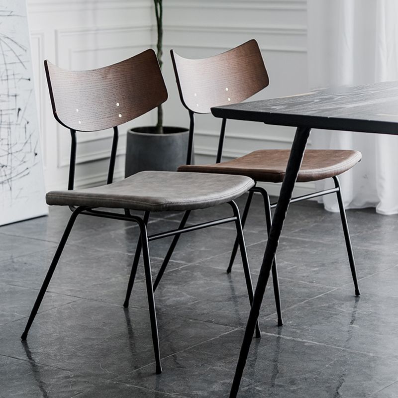 Chaises de salle à manger style contemporain Chaise sans accoudoirs à dossier ouvert avec pieds en métal