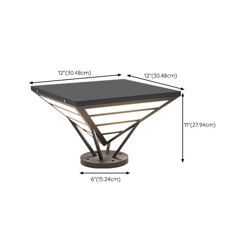 Cone Shape Metal Solar Pillar Lamp Modern 1 Light Outdoor Waterproof Light in Black