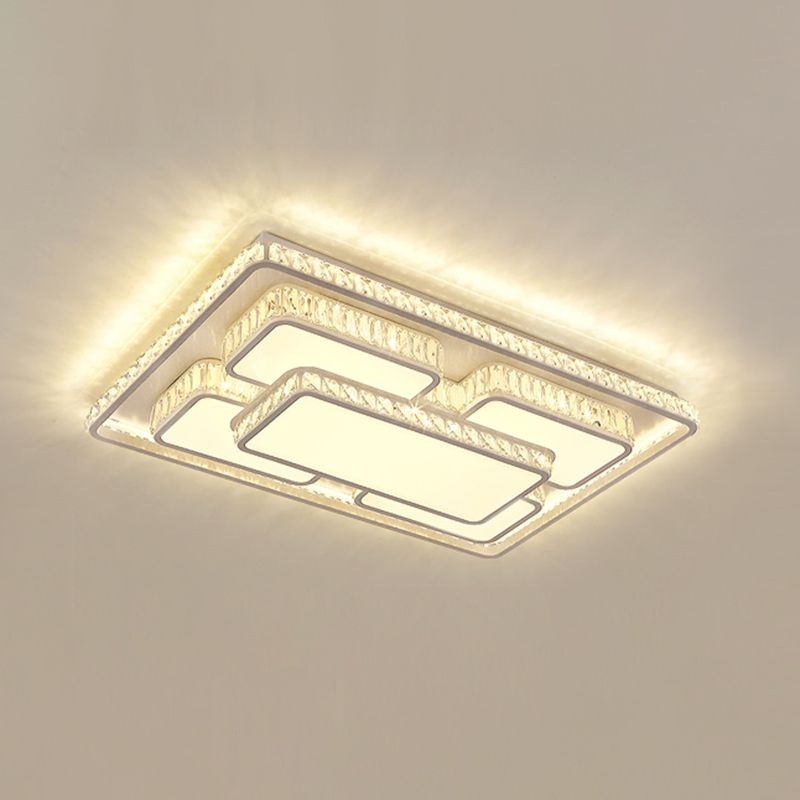 Simplicité DEL Geometric DEL Flush Mount Light Crystal Bedroom Flush Mount Ceiling Light in Stainless-Steel