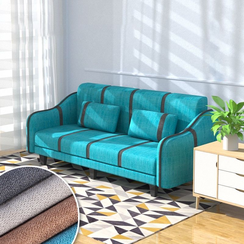Contemporary Pillows Convertible Sloped Arm Stationary Seating