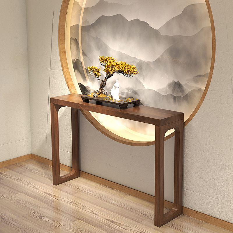 Solid Wood Rectangle Console Table Sled Base 33.46" Tall End Table