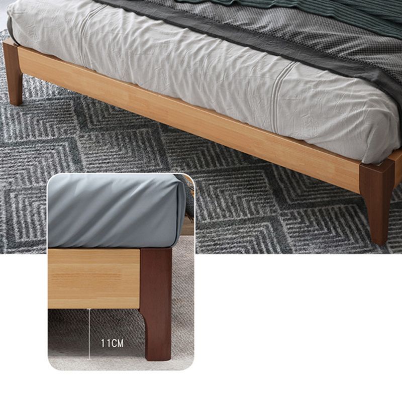 Solid Wood Standard Bed with Headboard Panel Bed Contemporary