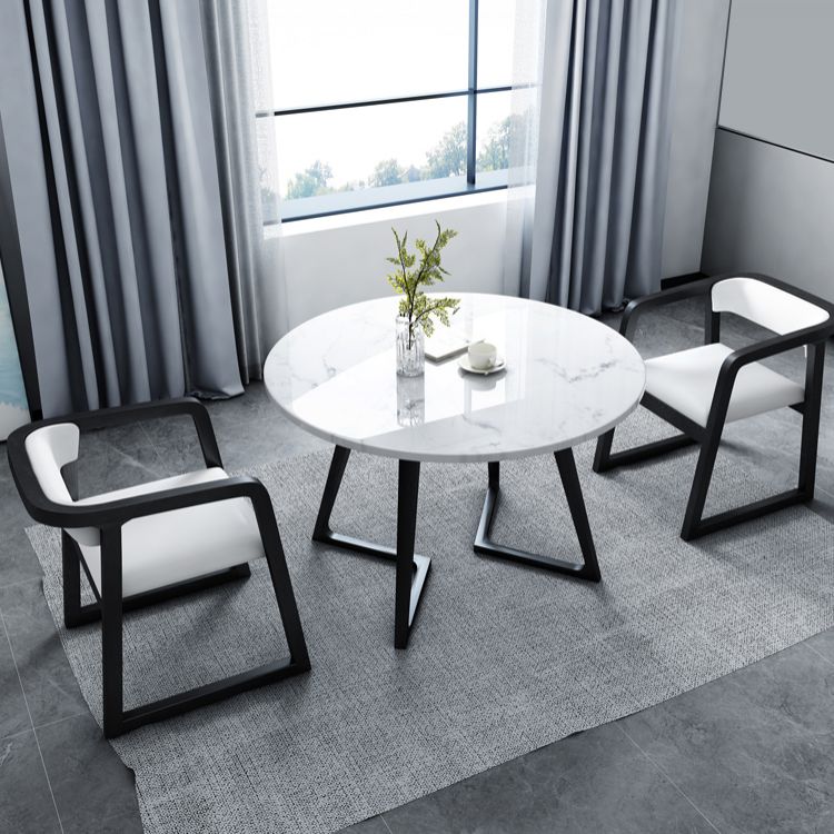 Sintered Stone White Ton Esstisch Industrial Doppelpodest Tisch für Esszimmer