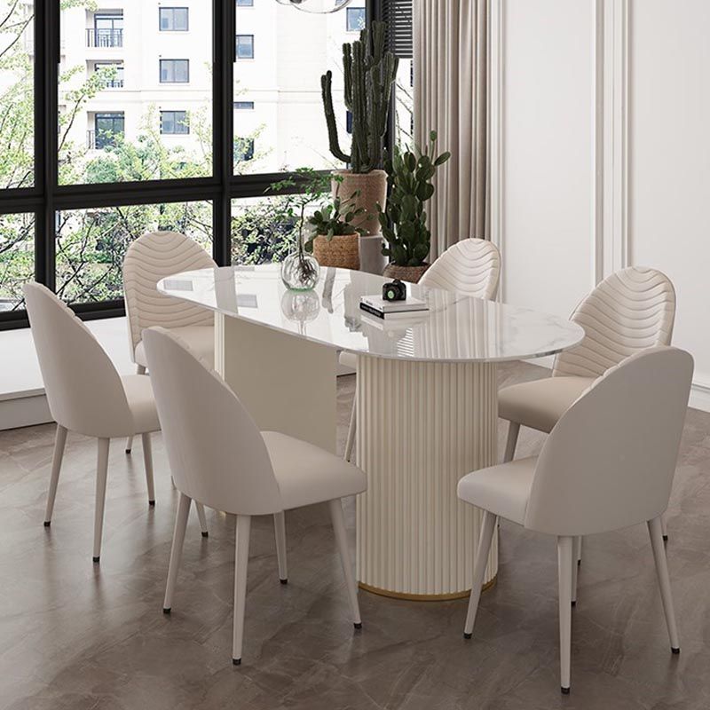 Traditional Luxury Dining Table with White Marble Oval Dining Table for Home
