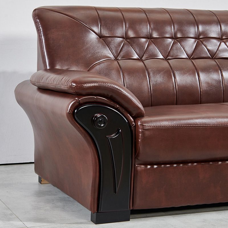 Industrial Biscuit Back Seating Flared Arm Sofa in Dark Brown