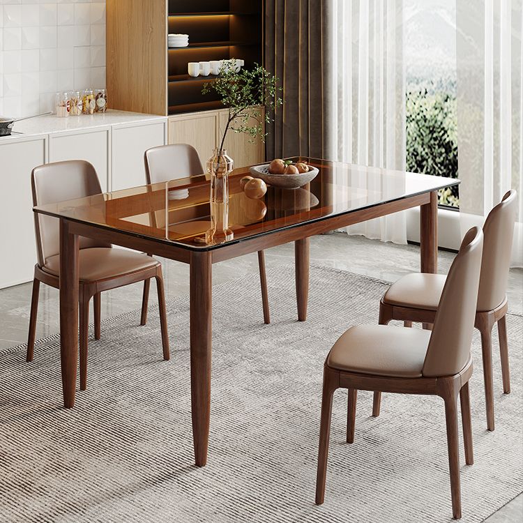 Modern Glass Dining Table Solid Wood Dining Table for Dining Room