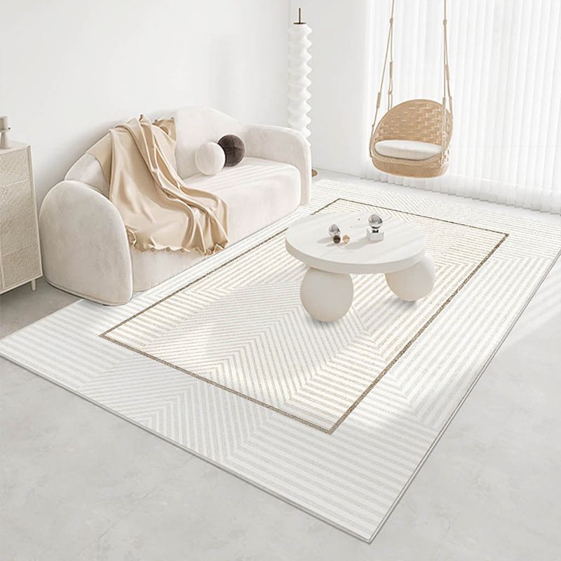 Apricot Line Rug Polyester Modern Rug Washable Rug for Living Room