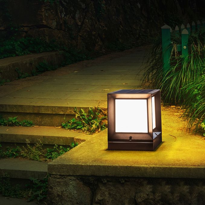 Solar Square Outdoor Lights Black with Acrylic Shade for Garden