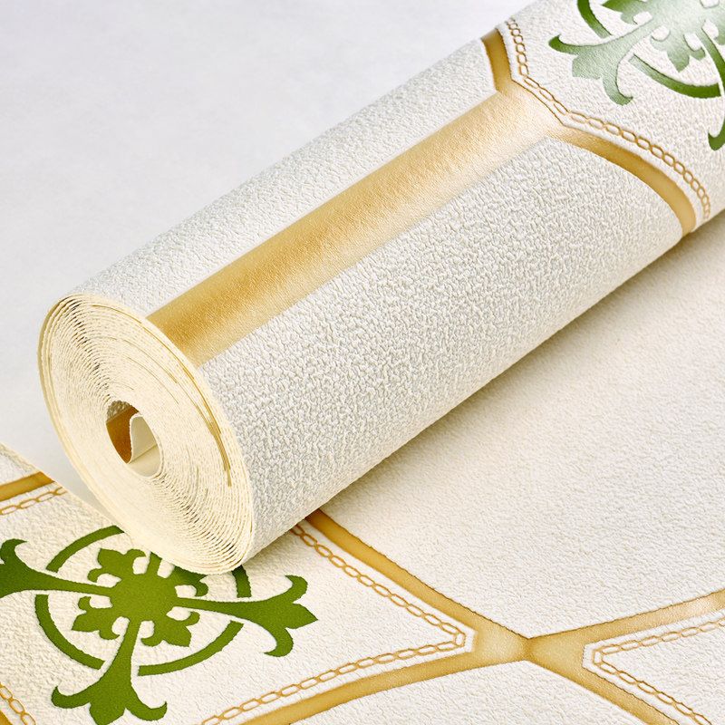 Texture Flock Wall Covering Modern Moisture Resistant Geometric Patterned Wallpaper Roll