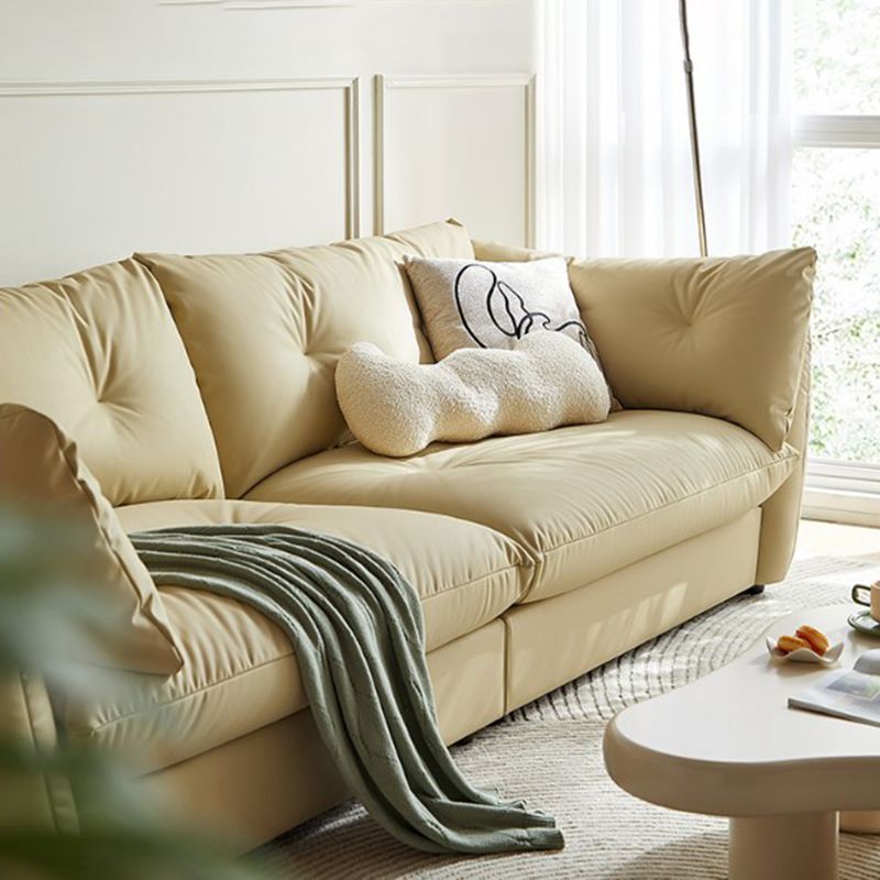 Flared Arm Sofa Standard Cushions Seating in Gold and Light-green