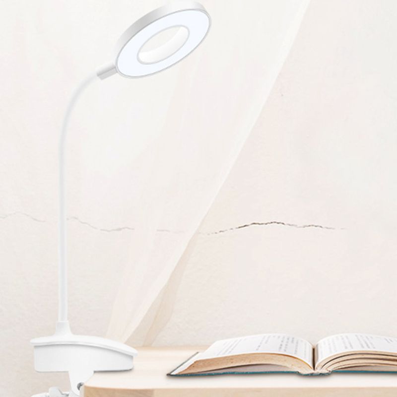 Ring LED Table Lamp Contemporary Table Lamps for Study Room with PC Shade