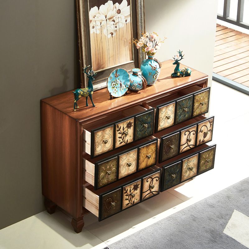 American Traditional Storage Chest Dresser Wooden Storage Chest with Drawers
