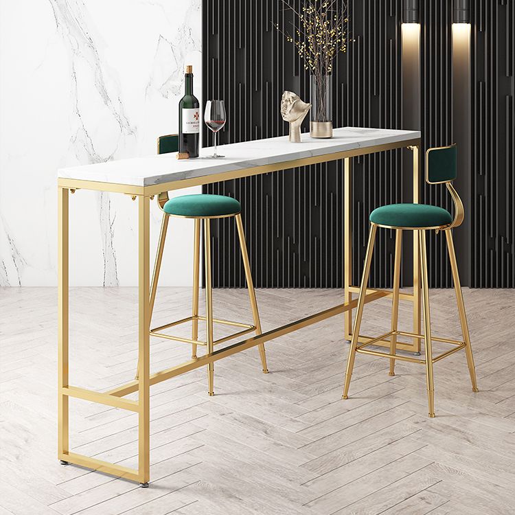 Marble Rectangle Counter Height Dining Table Indoor Footrest Pub Height Dining Table