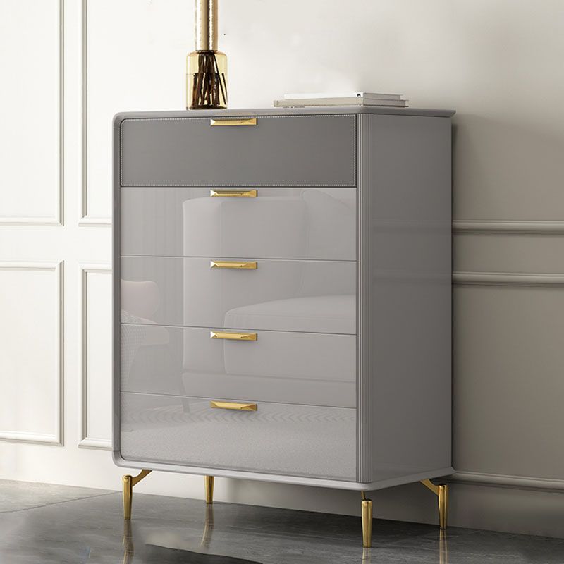Bedroom Glam Storage Chest Stone 16"Wide Chest in Gray with Drawers
