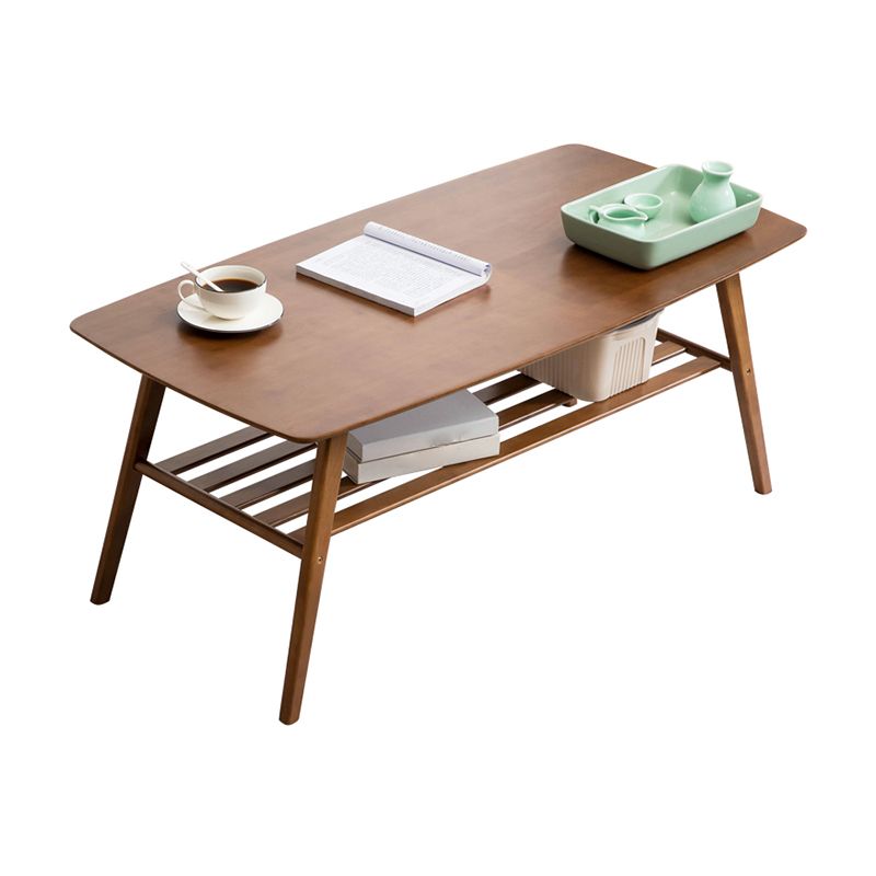 4 Legs Coffee Table Rectangular Single Coffee Table with Shelf