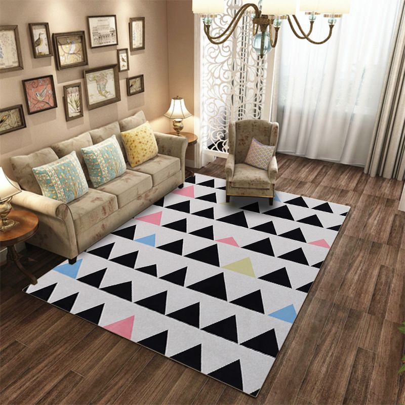 Nordic Geometric Print Rug Multi Color Polyster Area Carpet Pet Friendly Stain-Resistant Area Rug for Living Room