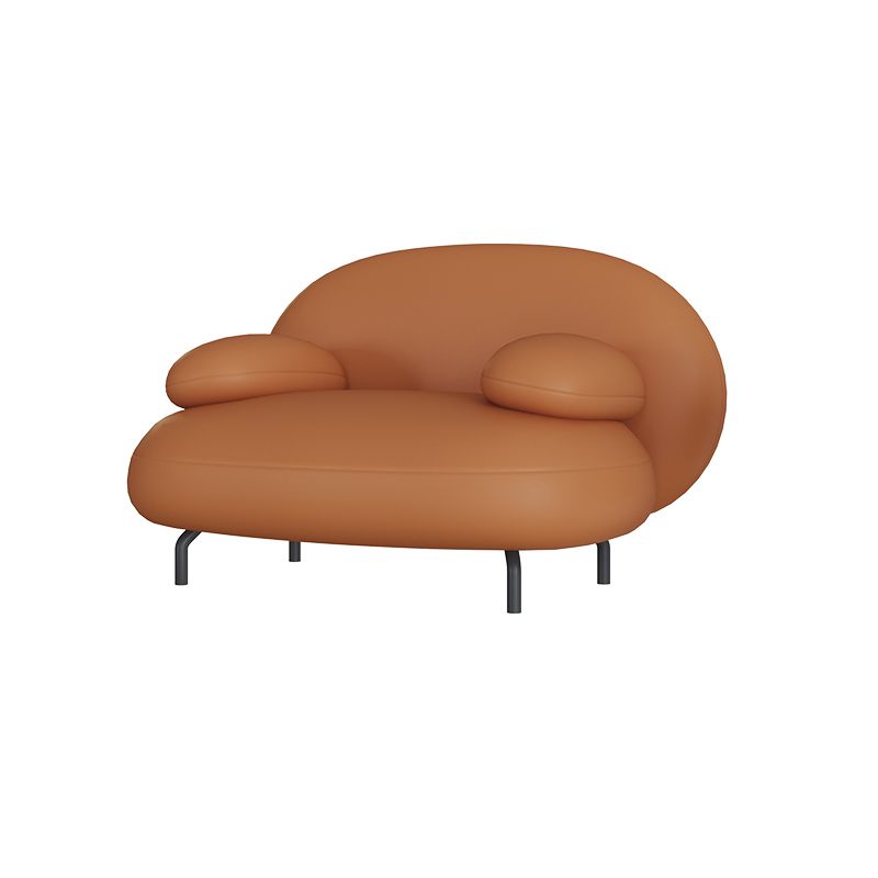Contemporary Tight Back Settee Bench Pillow Top Arm Sofa Couch in Orange
