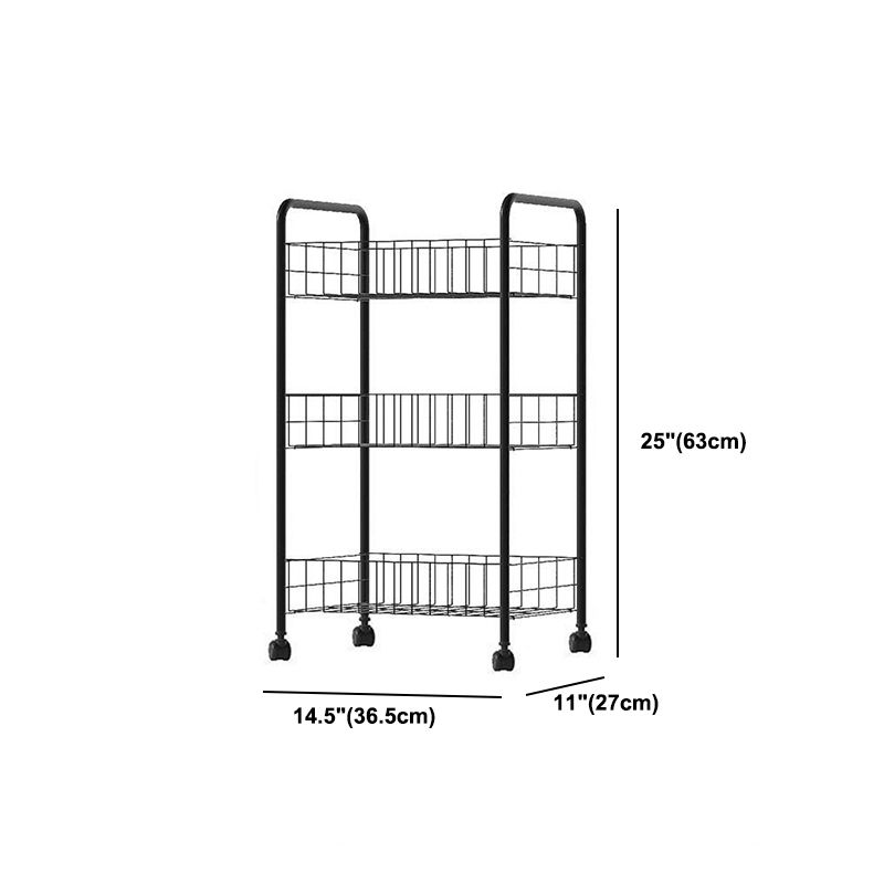 Industrial Iron Etagere Bookshelf Open Vertical Bookshelf with Caster Wheels