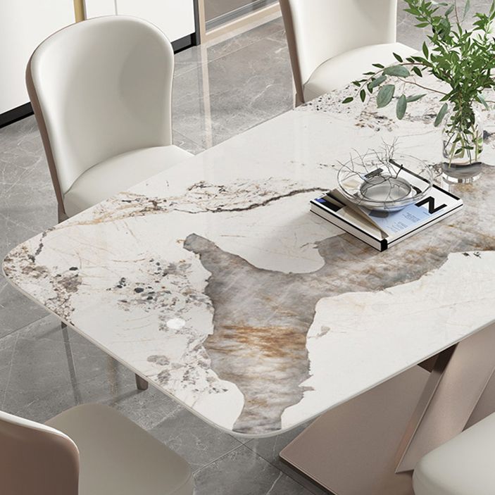 Glam Dinette Set with White Chairs 1/4/5/7 Pieces Glossy White Dining Table Set